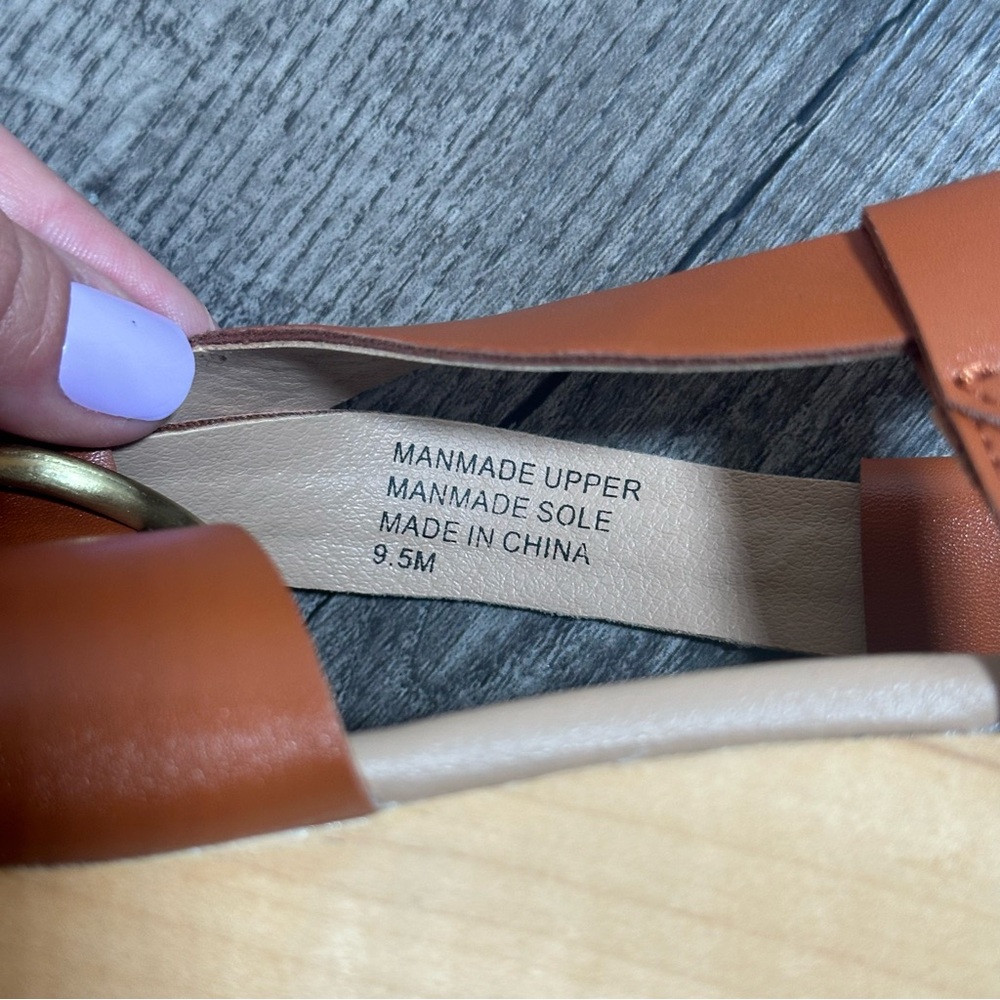 ANN TAYLOR LOFT Cognac Strappy Crossover Platform Wedge Sandals 9.5 - Picture 6 of 9